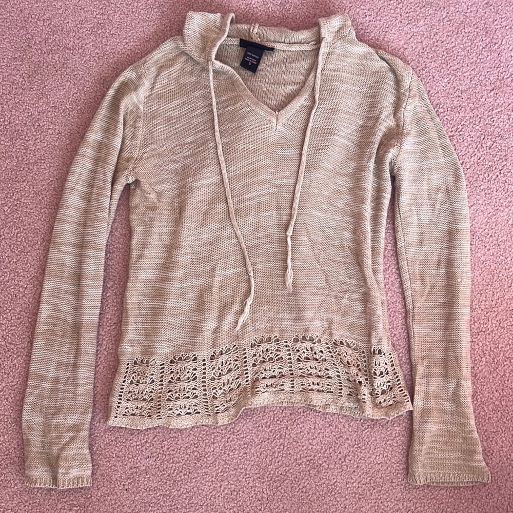 Hooded Tan Sweater Size S